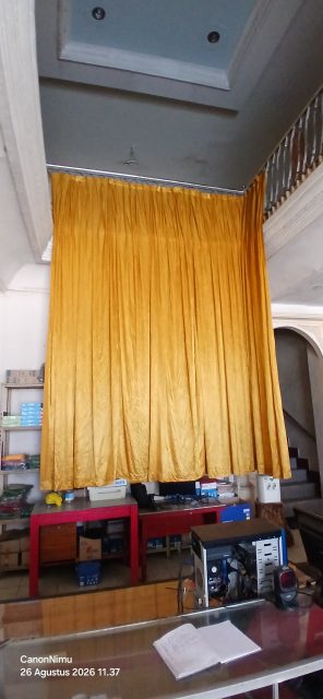 Dokumentasi Kain Backgroud warna Gold untuk Panggung / Podium (4m x 4m)